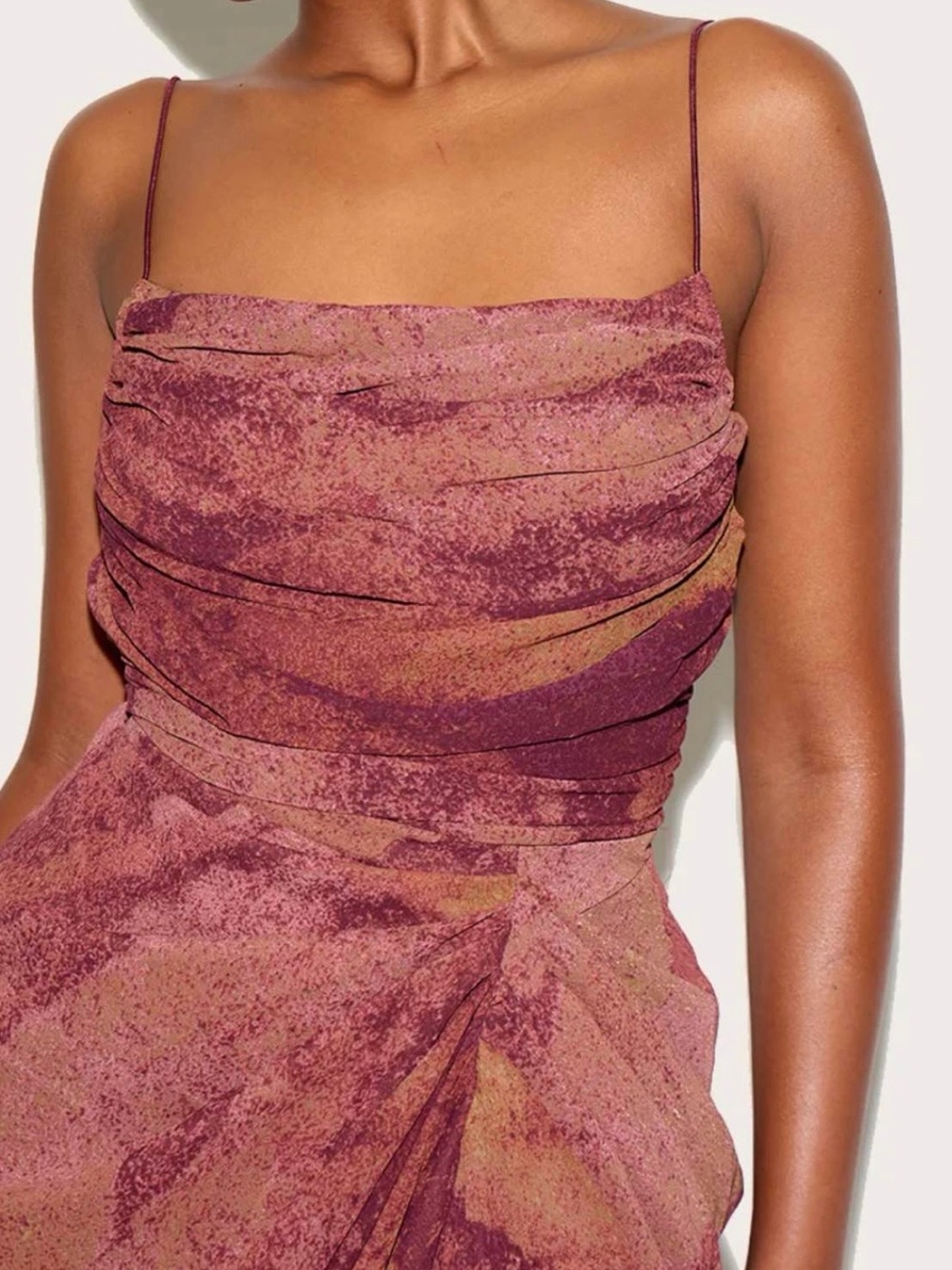 PrettyLittleThing Mauve Pink Ruched Strapless Midi Dress